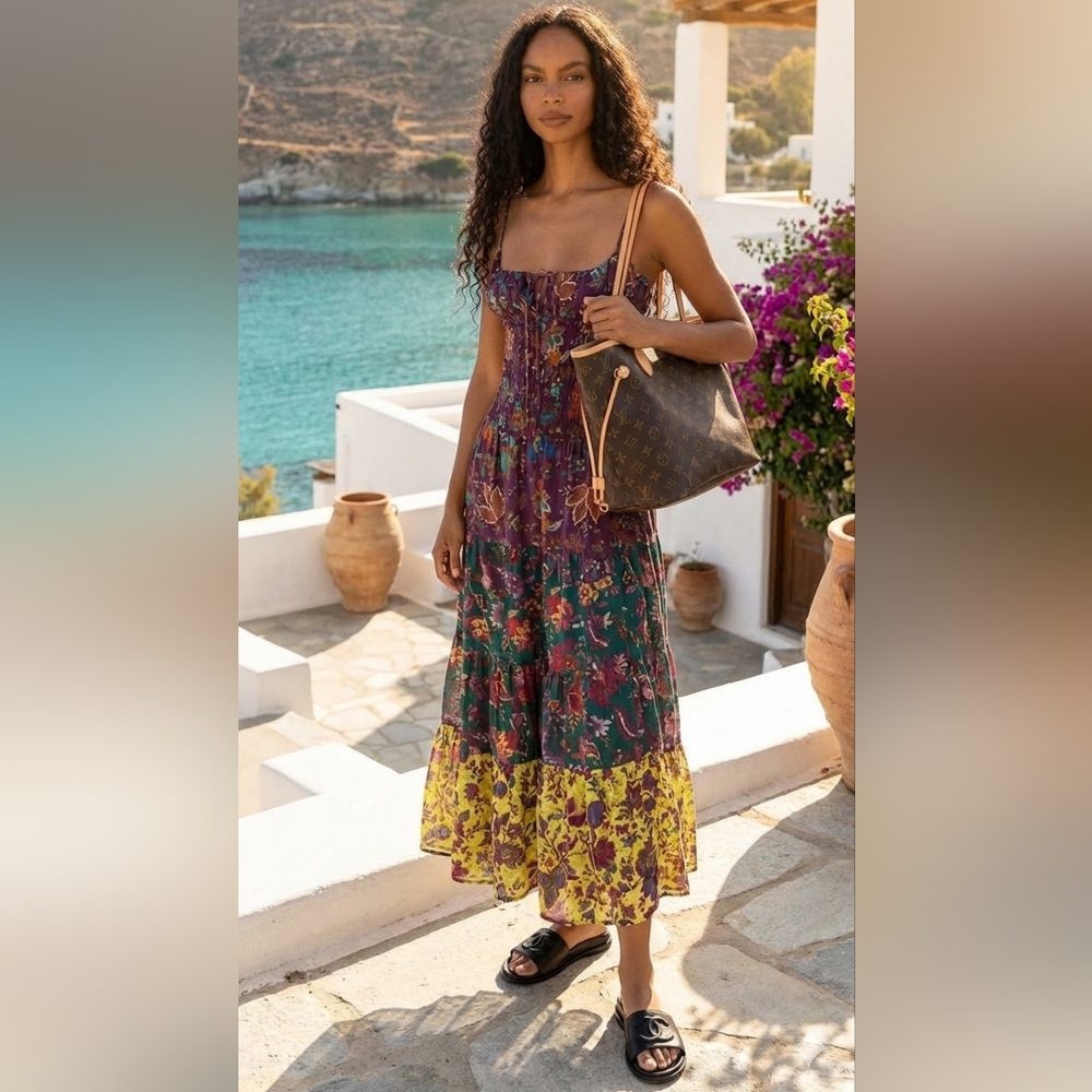 Anthropologie Josephine Smocked Drop-Waist Dress in Size Large